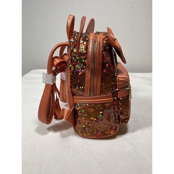 Disney Parks Loungefly Minnie Mouse Copper Sequin Mini Backpack NWT - Picture 8 of 16